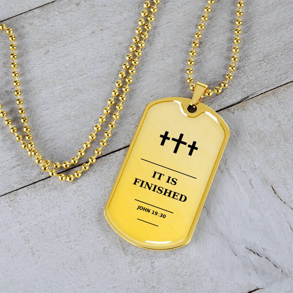 It Is Finished John 19_30 Christian Cross Dog Tag Necklace