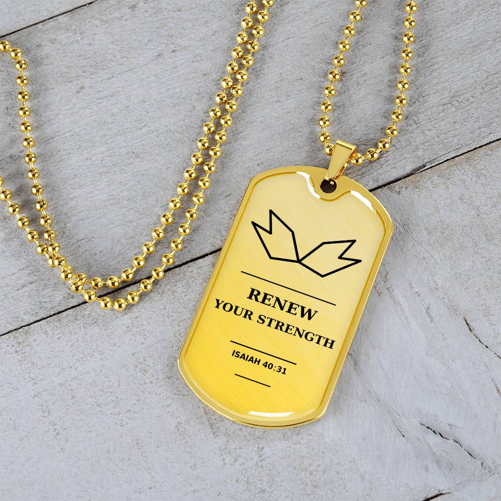 Isaiah 40_31 Eagles Wings Dog Tag Necklace - Strength in God