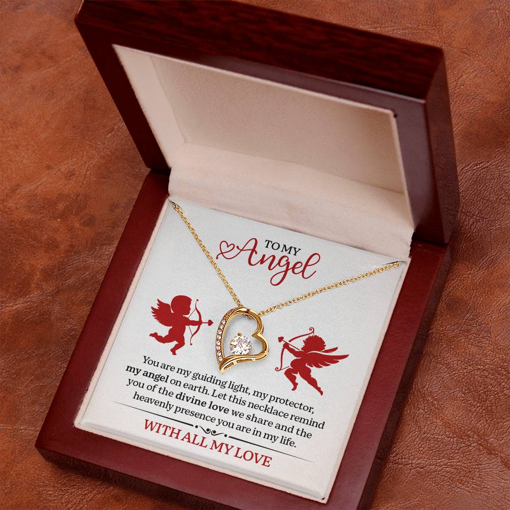 To My Angel Necklace With All My Love Valentines Day Gift with Cupid Wedding Anniversary Jewelry for Wife Christmas Gifts for Her