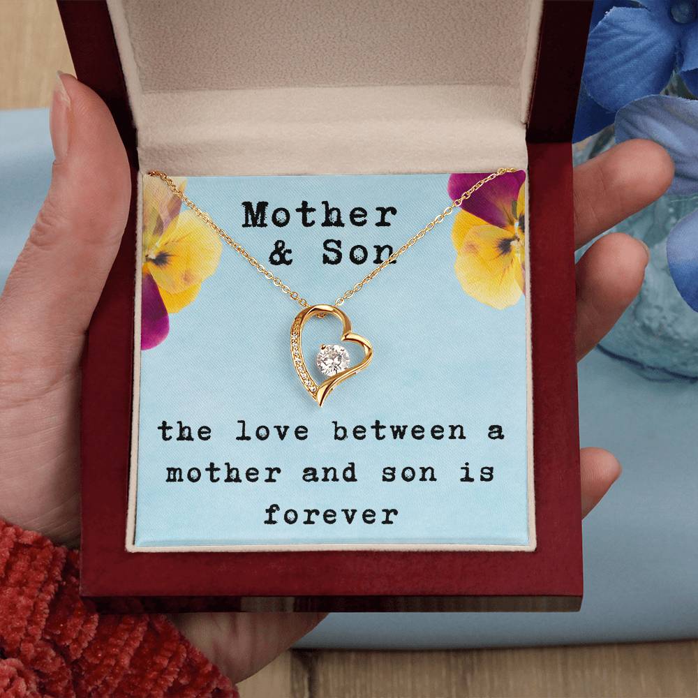 Mother’s Day Necklace from Son – Birthday or Christmas Gift for Mom – The Love Between a Mother and Son Is Forever