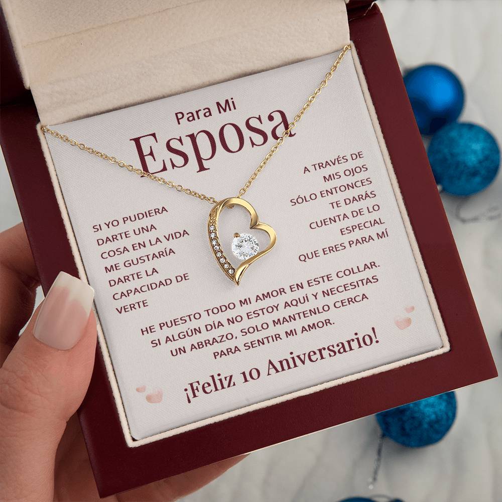 Regalo 10 Aniversario para Esposa - Collar Amor Eterno - To My Wife Necklace in Spanish