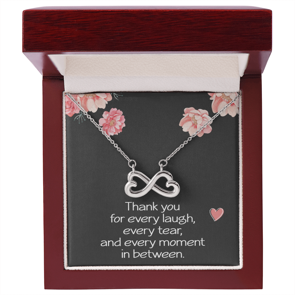 Best Friend Necklace for Her Sister Birthday Gift for Women Jewelry for Her Christmas Thank You Necklace Endless Infinity Love Pendant Soul Laugh Tear Moment
