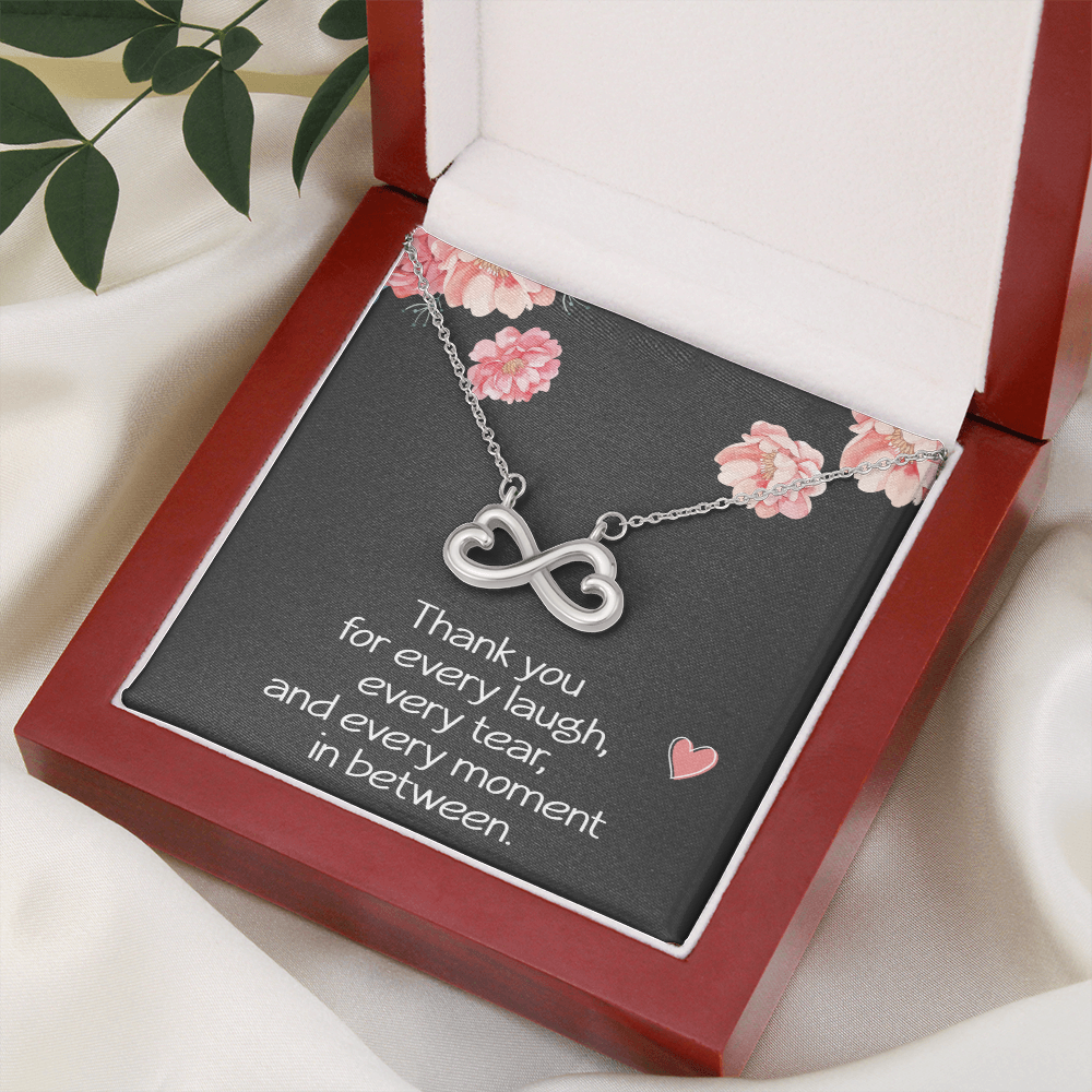 Best Friend Necklace for Her Sister Birthday Gift for Women Jewelry for Her Christmas Thank You Necklace Endless Infinity Love Pendant Soul Laugh Tear Moment