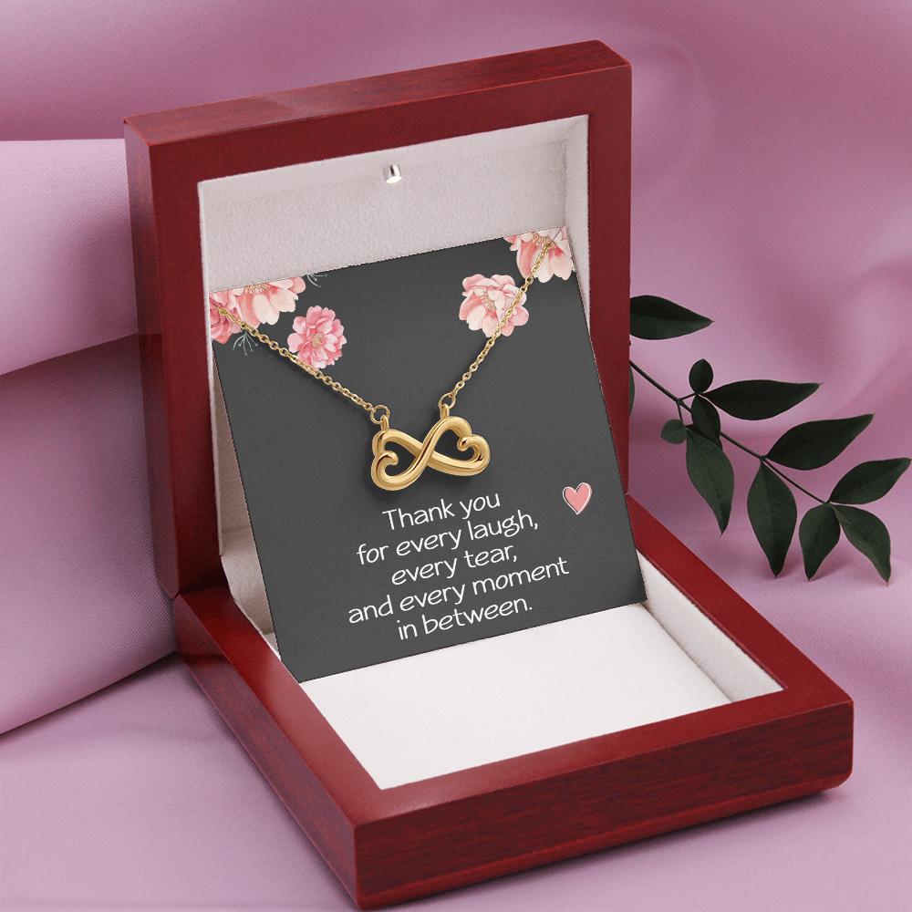 Best Friend Necklace for Her Sister Birthday Gift for Women Jewelry for Her Christmas Thank You Necklace Endless Infinity Love Pendant Soul Laugh Tear Moment