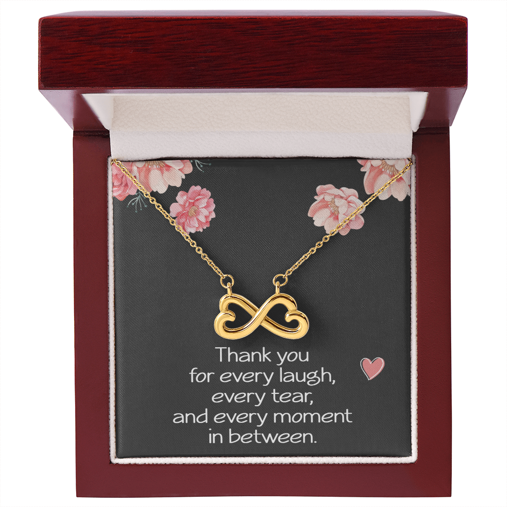 Best Friend Necklace for Her Sister Birthday Gift for Women Jewelry for Her Christmas Thank You Necklace Endless Infinity Love Pendant Soul Laugh Tear Moment