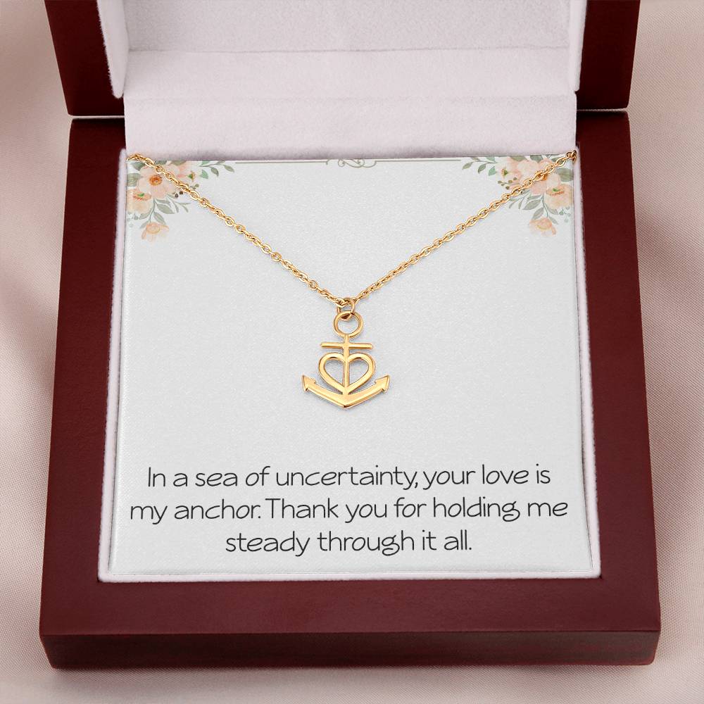 Anchor Necklace With Meaningful Message Anniversary Jewelry For Wife Husband Partner Christmas Birthday Motivational Inspirational