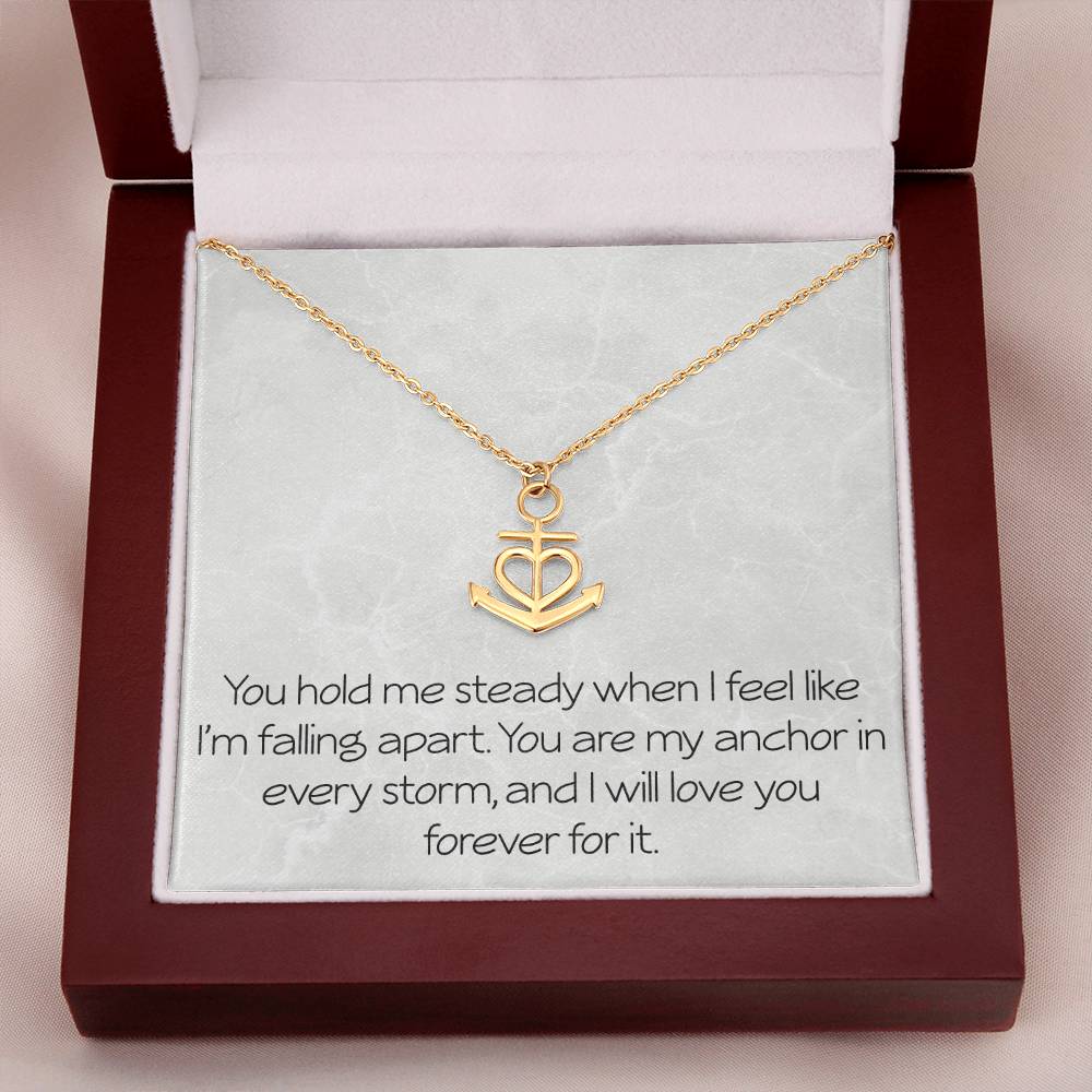 Anniversary Anchor Necklace With Emotional Message Card Gift For Partner Spouse Wife Husband Girlfriend Boyfriend Best Friend Motivational Inspirational