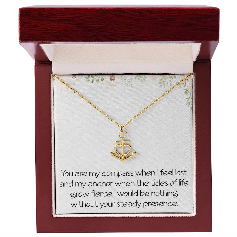 Anchor Necklace With Meaningful Message Jewelry For Wife Husband Valentines Day Birthday Anniversary Christmas Motivational Inspirational