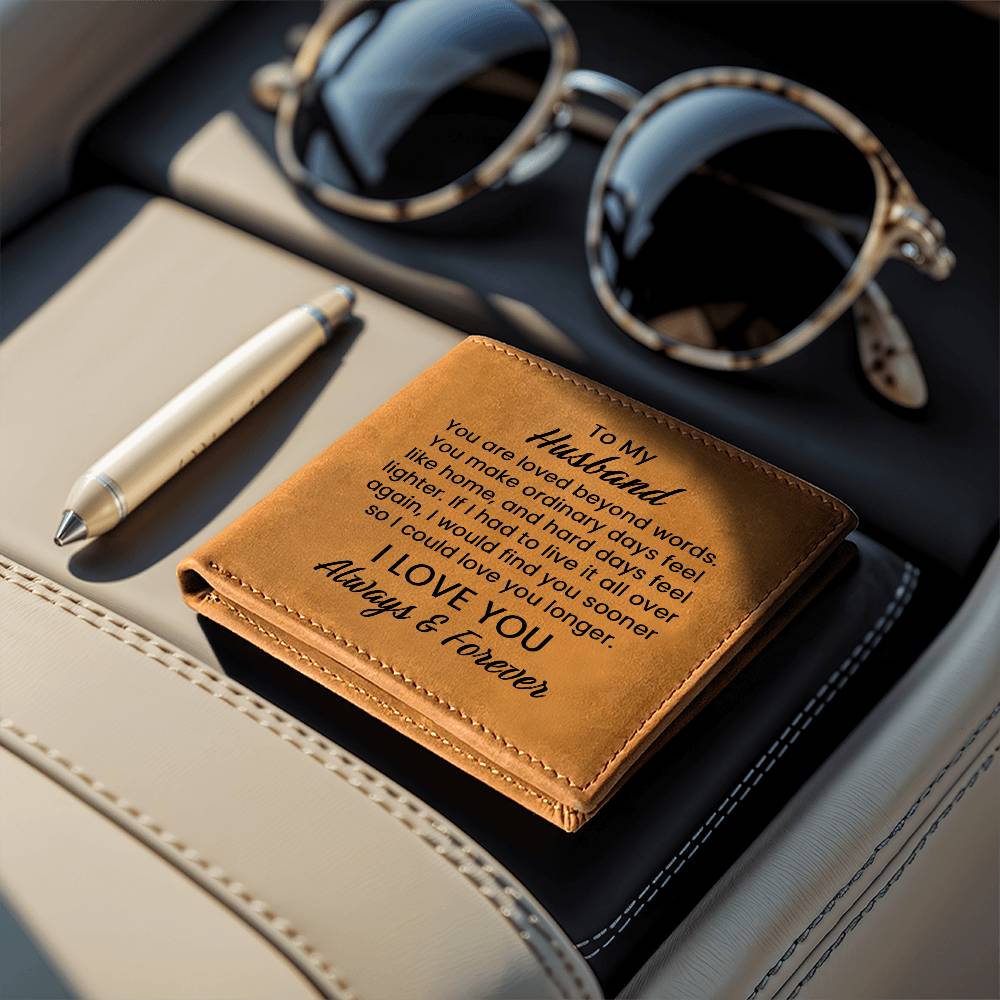 To My Husband Gifts- Christmas and Birthday Gift for Husband - Leather Wallet