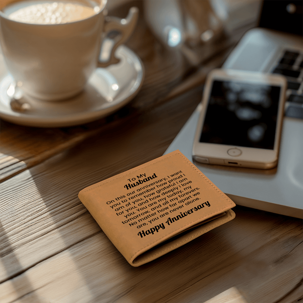 To My Husband Wallet – Anniversary Wallet for Husband from Wife - Brown Genuine Leather