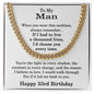 33rd Birthday Gift for Him, 33rd Birthday Necklace for Men, Adjustable Stainless Steel Cuban Link Chain