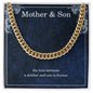 Mother Son Necklace from Mom – Cuban Link Chain for Birthday or Christmas – The Love Between Mother and Son Is Forever