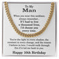 10th Birthday Gift for Him, 10th Birthday Necklace for Men, Adjustable Stainless Steel Cuban Link Chain