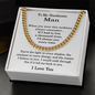 To My Handsome Man Necklace - Stainless Steel Cuban Link Chain Necklace for Husband or Boyfriend