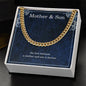 Mother Son Necklace from Mom – Cuban Link Chain for Birthday or Christmas – The Love Between Mother and Son Is Forever