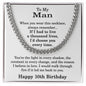 10th Birthday Gift for Him, 10th Birthday Necklace for Men, Adjustable Stainless Steel Cuban Link Chain