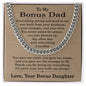 Bonus Dad Gift from Bonus Daughter, To My Bonus Dad Necklace, Fathers Day Gift for Bonus Dad