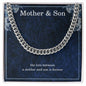 Mother Son Necklace from Mom – Cuban Link Chain for Birthday or Christmas – The Love Between Mother and Son Is Forever