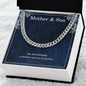 Mother Son Necklace from Mom – Cuban Link Chain for Birthday or Christmas – The Love Between Mother and Son Is Forever