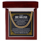 To My Husband Cuban Link Chain with Gold Finish - Men's Adjustable Sentimental Necklace - Always Remember Necklace for Him