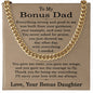 Bonus Dad Gift from Bonus Daughter, To My Bonus Dad Necklace, Fathers Day Gift for Bonus Dad