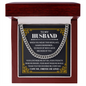 To My Husband Cuban Link Chain with Gold Finish - Men's Adjustable Sentimental Necklace - Always Remember Necklace for Him