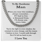 To My Handsome Man Necklace - Stainless Steel Cuban Link Chain Necklace for Husband or Boyfriend