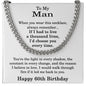 60th Birthday Gift for Him, 60th Birthday Necklace for Men, Adjustable Stainless Steel Cuban Link Chain