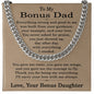 Bonus Dad Gift from Bonus Daughter, To My Bonus Dad Necklace, Fathers Day Gift for Bonus Dad