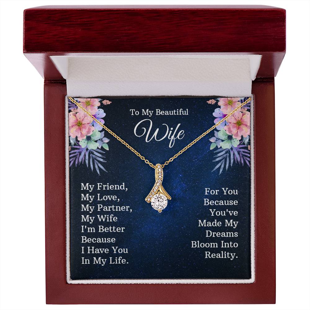 To My Beautiful Wife Necklace Wife Christmas Gift Wife Valentine's Day Gifts for Women