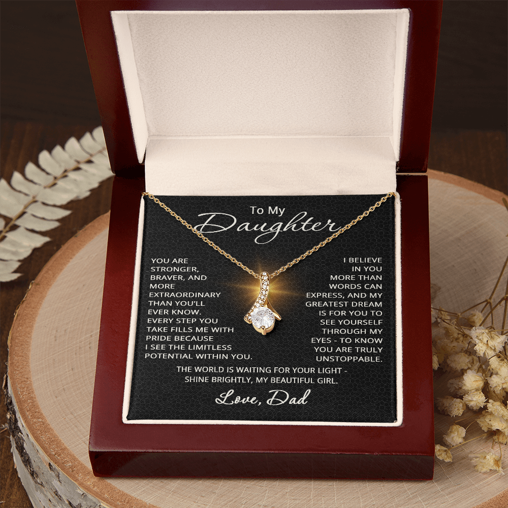 To My Daughter Necklace from Dad Daughter Gift from Father to Daughter Jewelry with Pendant Braver Stronger