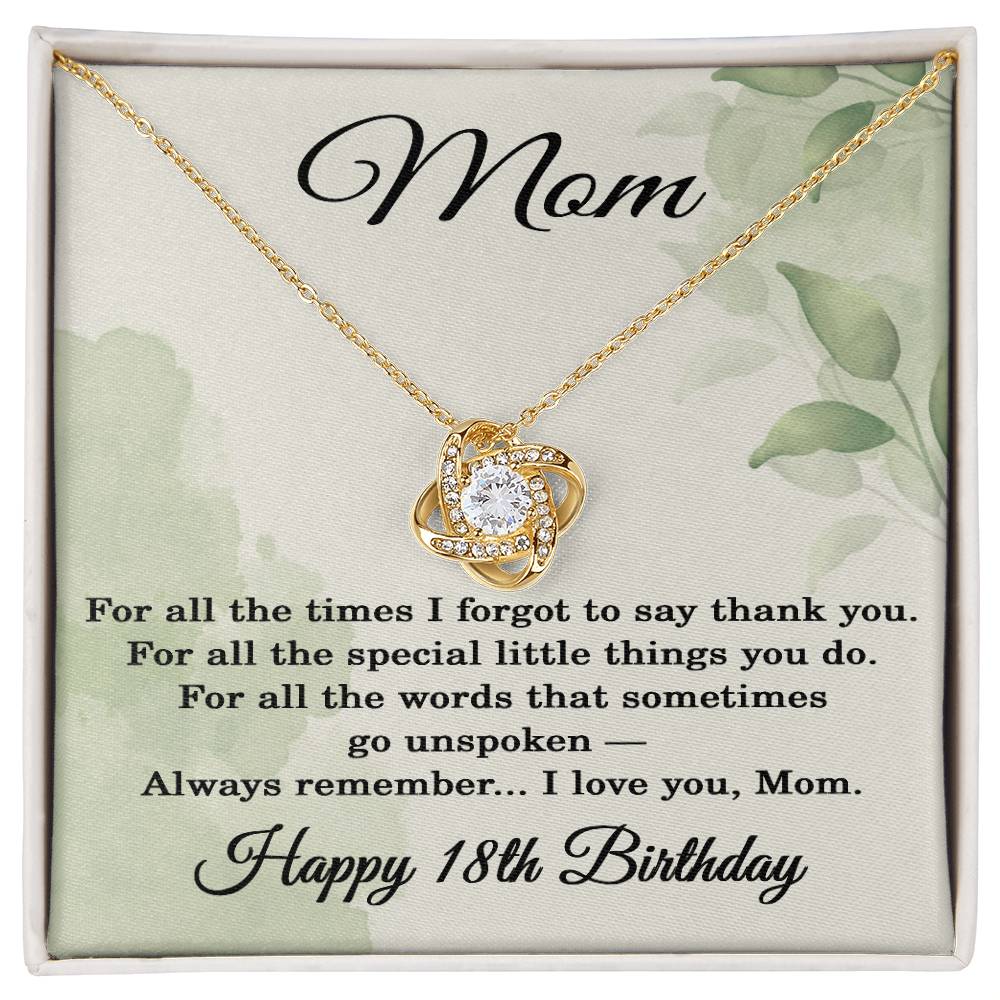 18th Birthday Gifts for Mom - 18th Birthday Necklace for Mom - Happy 18th Birthday Jewelry for Mothers