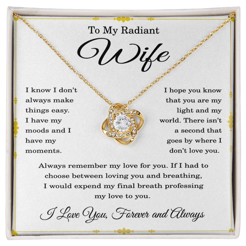 To My Wife Necklace Love Knot Pendant Birthday Christmas Anniversary Valentine's Day I Know for Sure That You Are the One I Want to Be With
