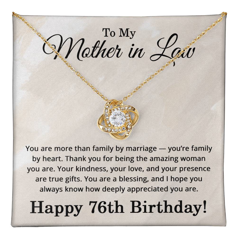 76th Birthday Gifts for Mother in Law - 76th Birthday Necklace for Mother-in-Law - To My Mother in Law Necklace