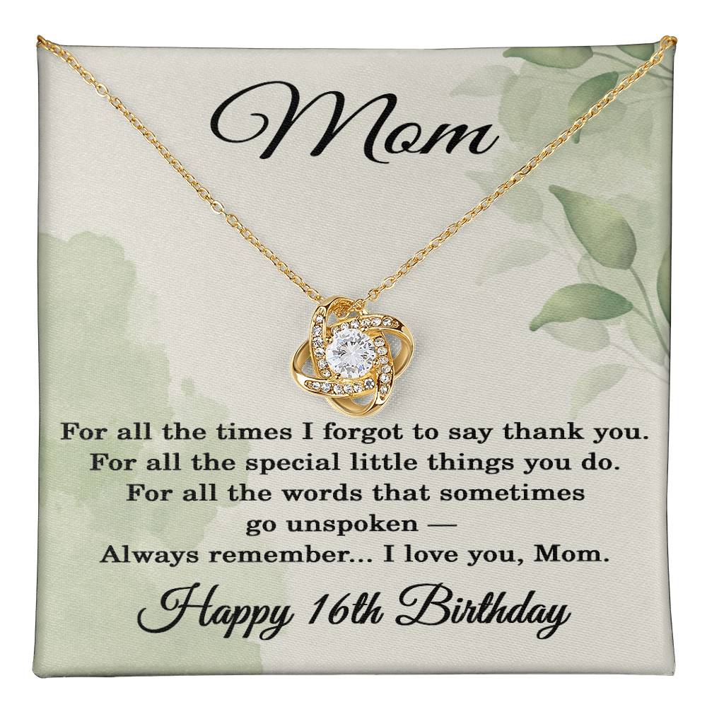 16th Birthday Gifts for Mom - 16th Birthday Necklace for Mom - Happy 16th Birthday Jewelry for Mothers