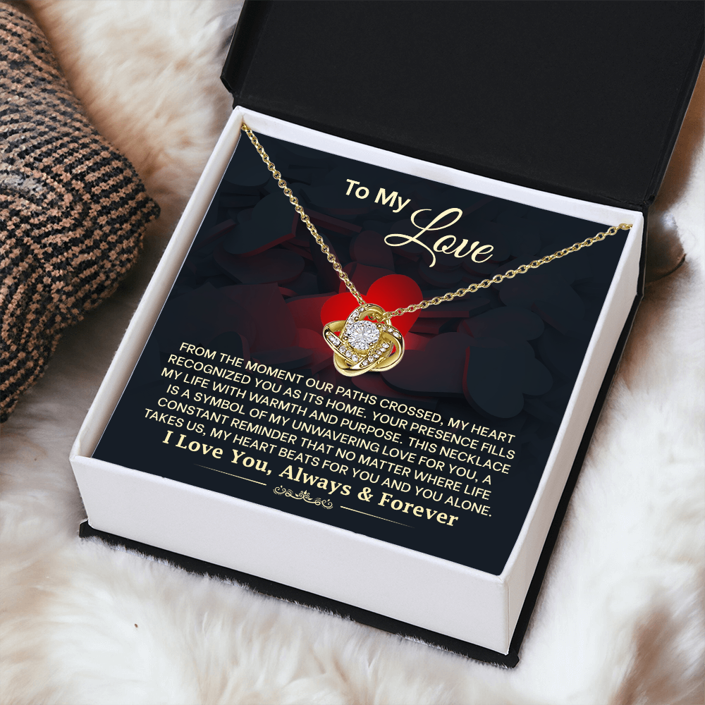 To My Love Necklace for Wife – Inspirational Valentine's Day, Wedding Anniversary Gifts for Women – 14k White Gold or 18k Yellow Gold Over Stainless Steel