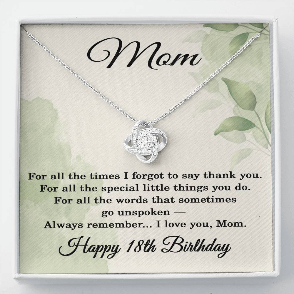 18th Birthday Gifts for Mom - 18th Birthday Necklace for Mom - Happy 18th Birthday Jewelry for Mothers