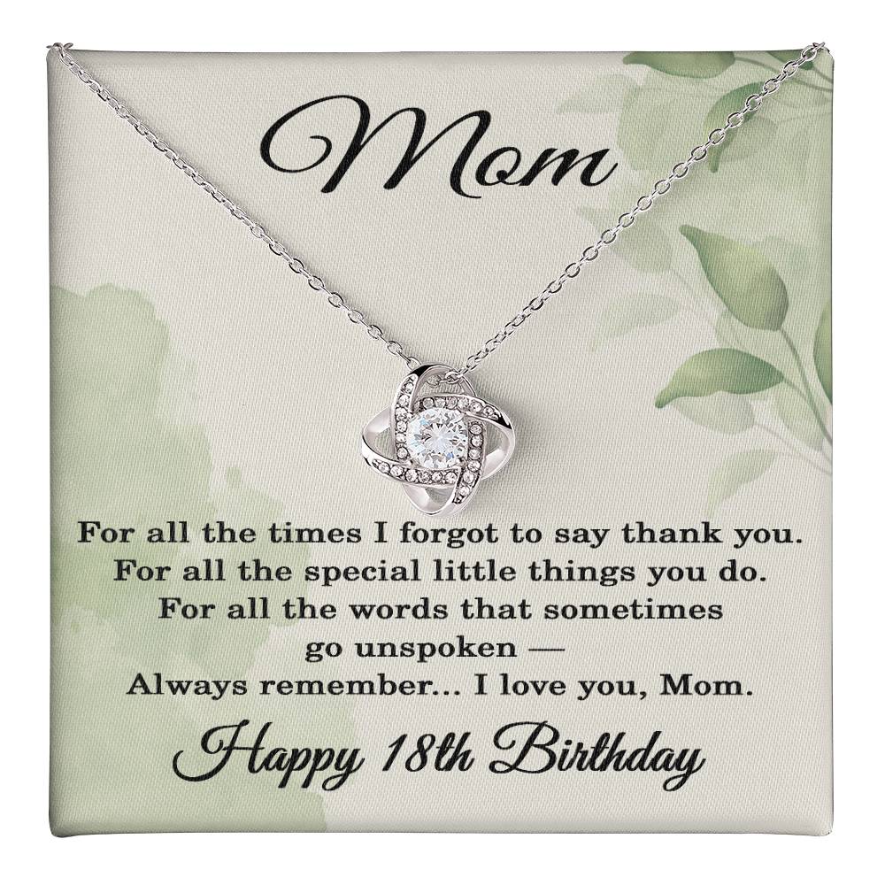 18th Birthday Gifts for Mom - 18th Birthday Necklace for Mom - Happy 18th Birthday Jewelry for Mothers