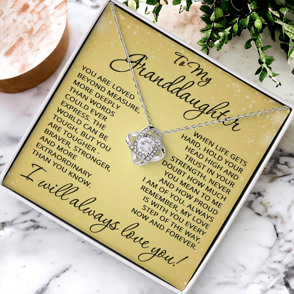 Granddaughter Gift To My Granddaughter Necklace from Grandpa Grandma Grandparents for Graduation Christmas Birthday Love Knot Pendant