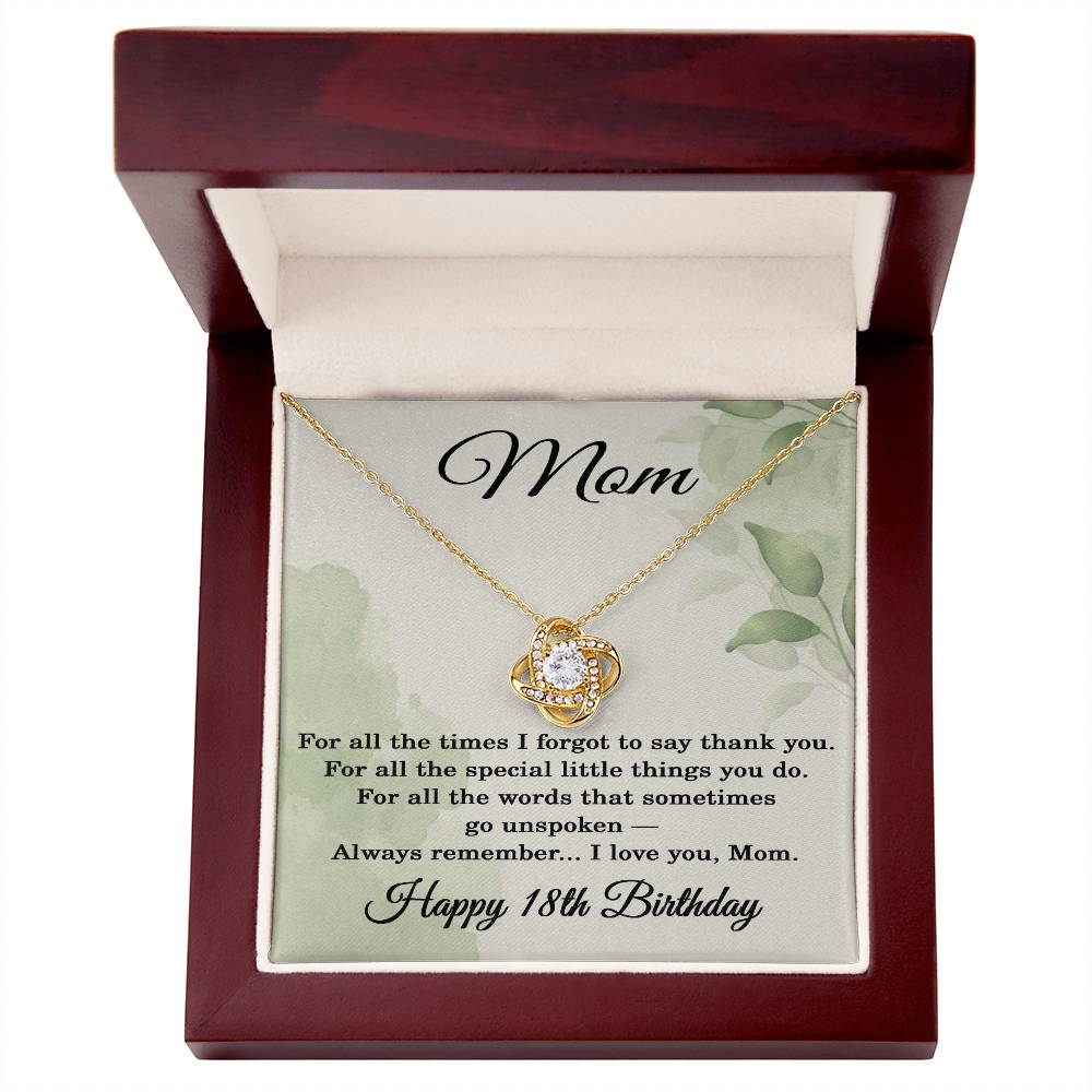 18th Birthday Gifts for Mom - 18th Birthday Necklace for Mom - Happy 18th Birthday Jewelry for Mothers