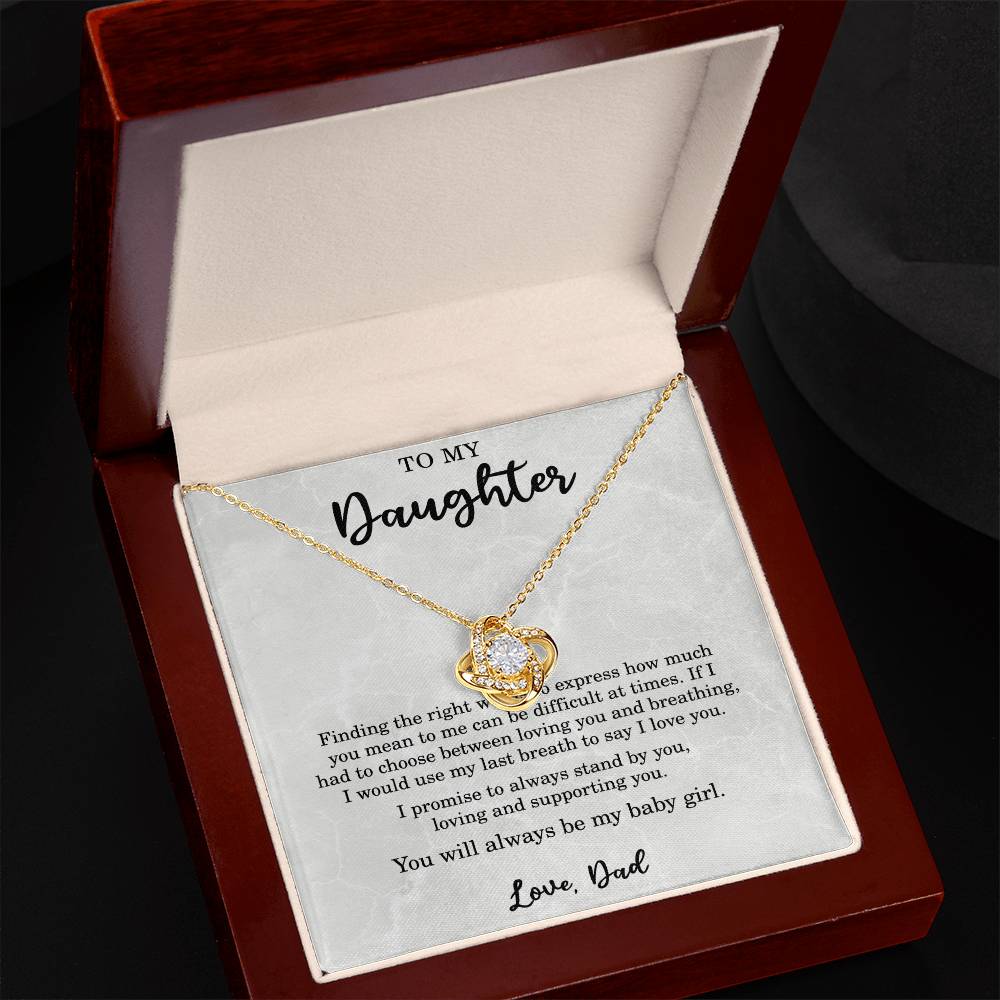 To My Daughter Necklace from from Dad Promise Necklace from Dad I Promise to Always Stand By You Daughter Christmas Gift Birthday Love Knot Pendant