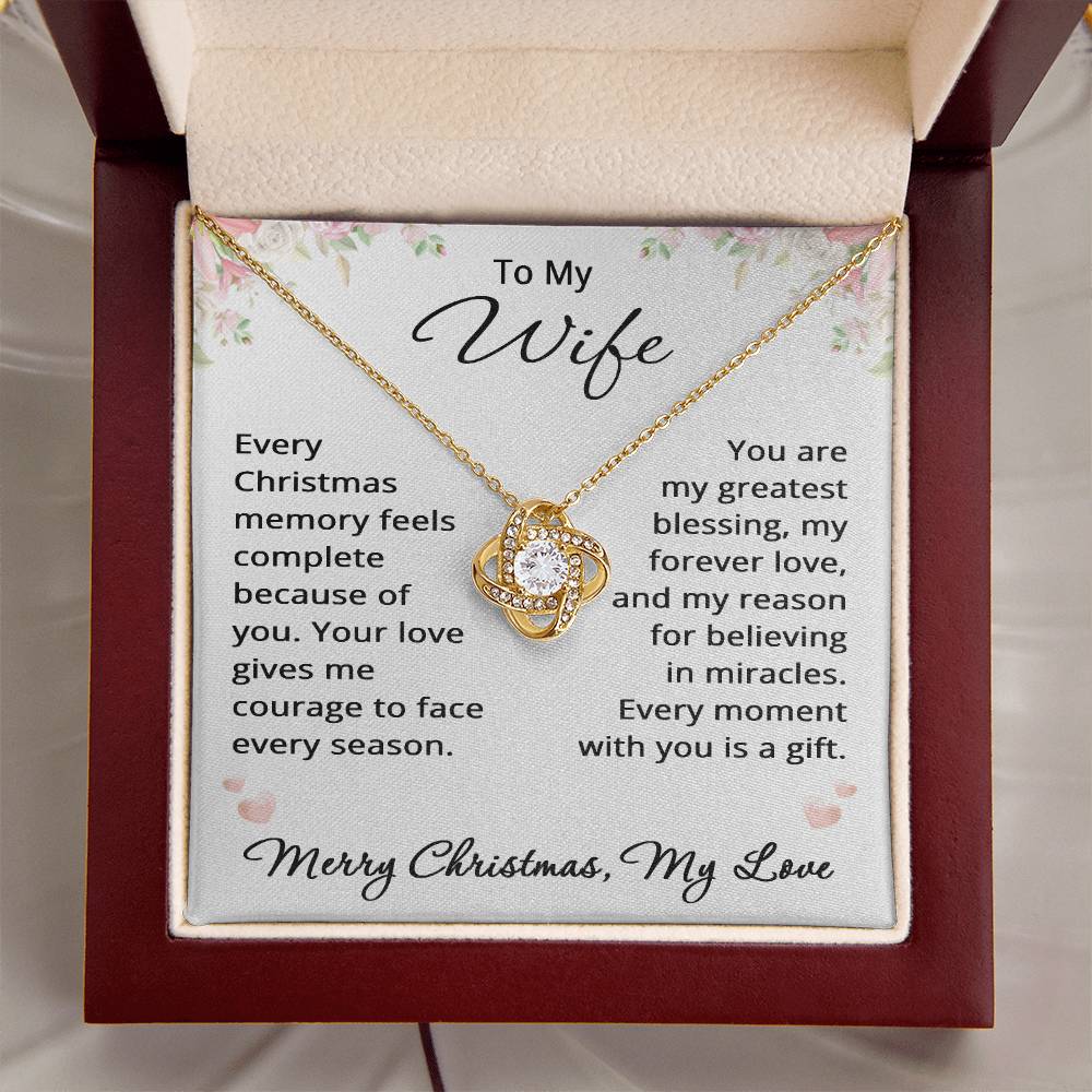 Christmas Gift for Wife from Husband Jewelry To My Wife Necklace Romantic Forever Love Blessings Gift For Her Love Knot Pendant