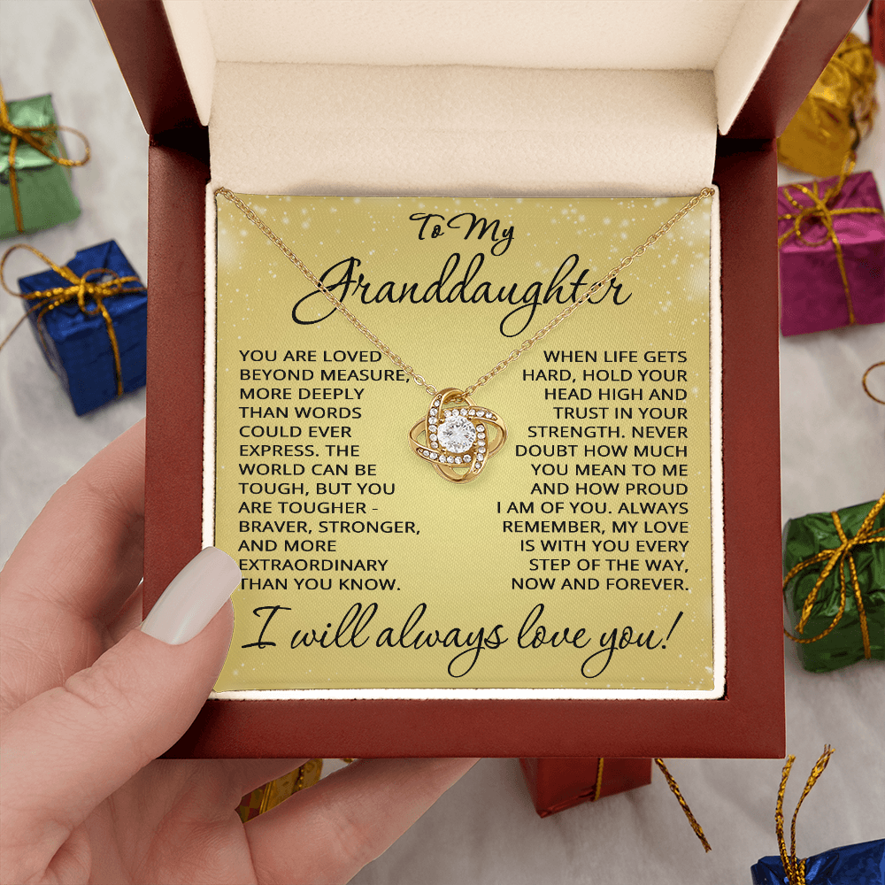 Granddaughter Gift To My Granddaughter Necklace from Grandpa Grandma Grandparents for Graduation Christmas Birthday Love Knot Pendant