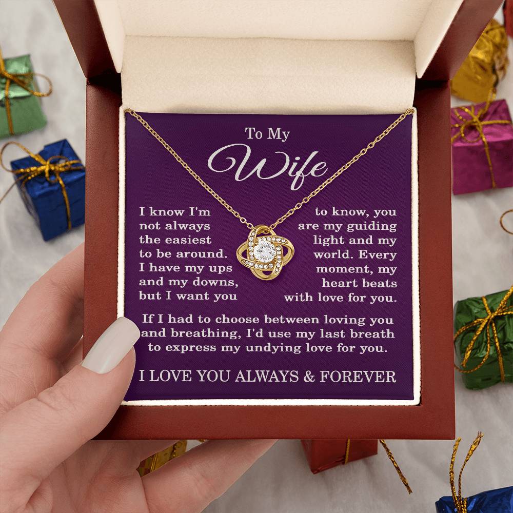 To My Wife Necklace from Husband Anniversary Gift for Wife with Purple Background