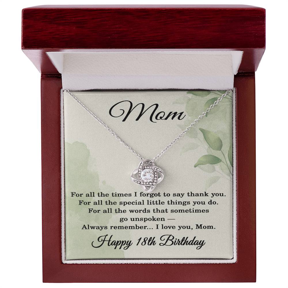 18th Birthday Gifts for Mom - 18th Birthday Necklace for Mom - Happy 18th Birthday Jewelry for Mothers