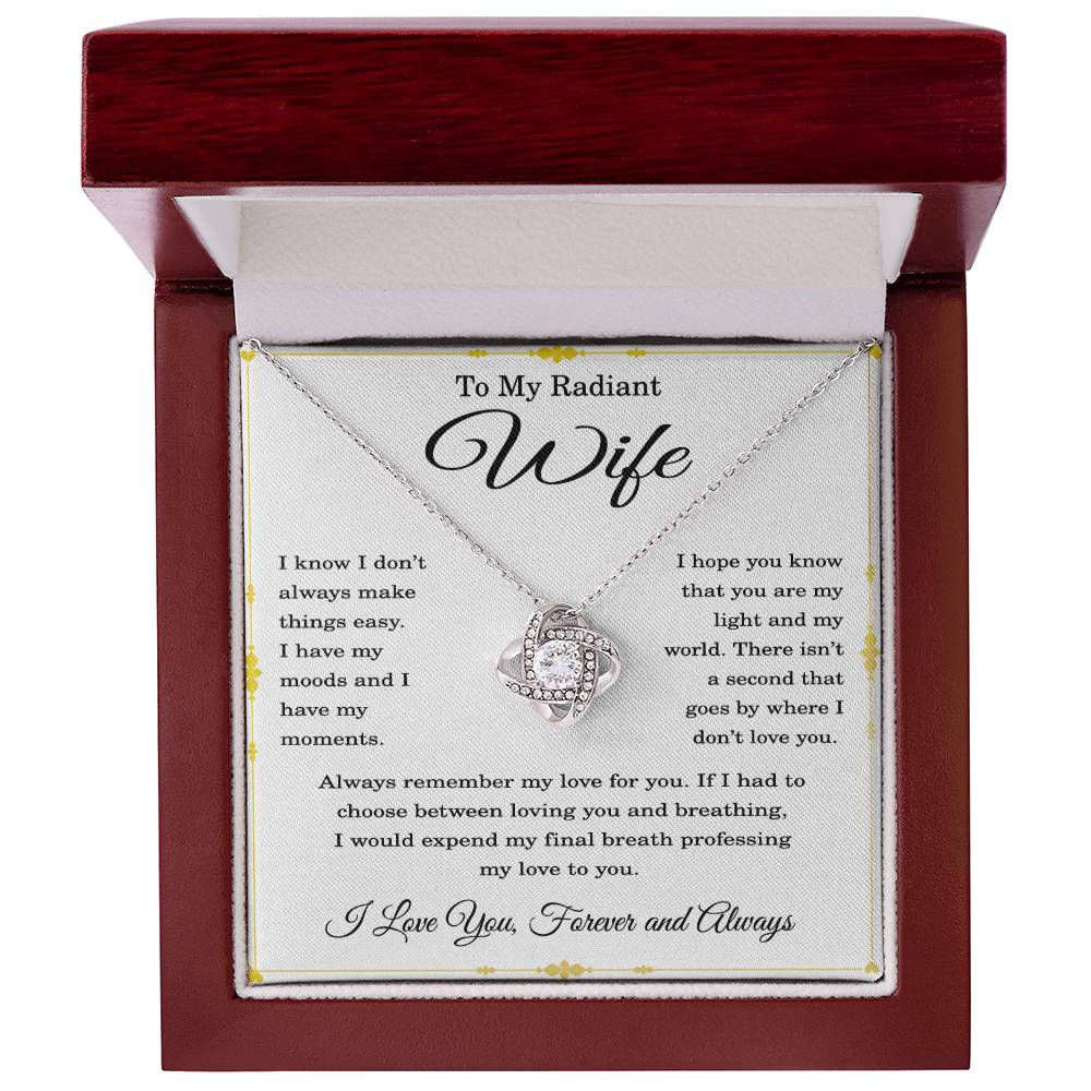 To My Wife Necklace Love Knot Pendant Birthday Christmas Anniversary Valentine's Day I Know for Sure That You Are the One I Want to Be With