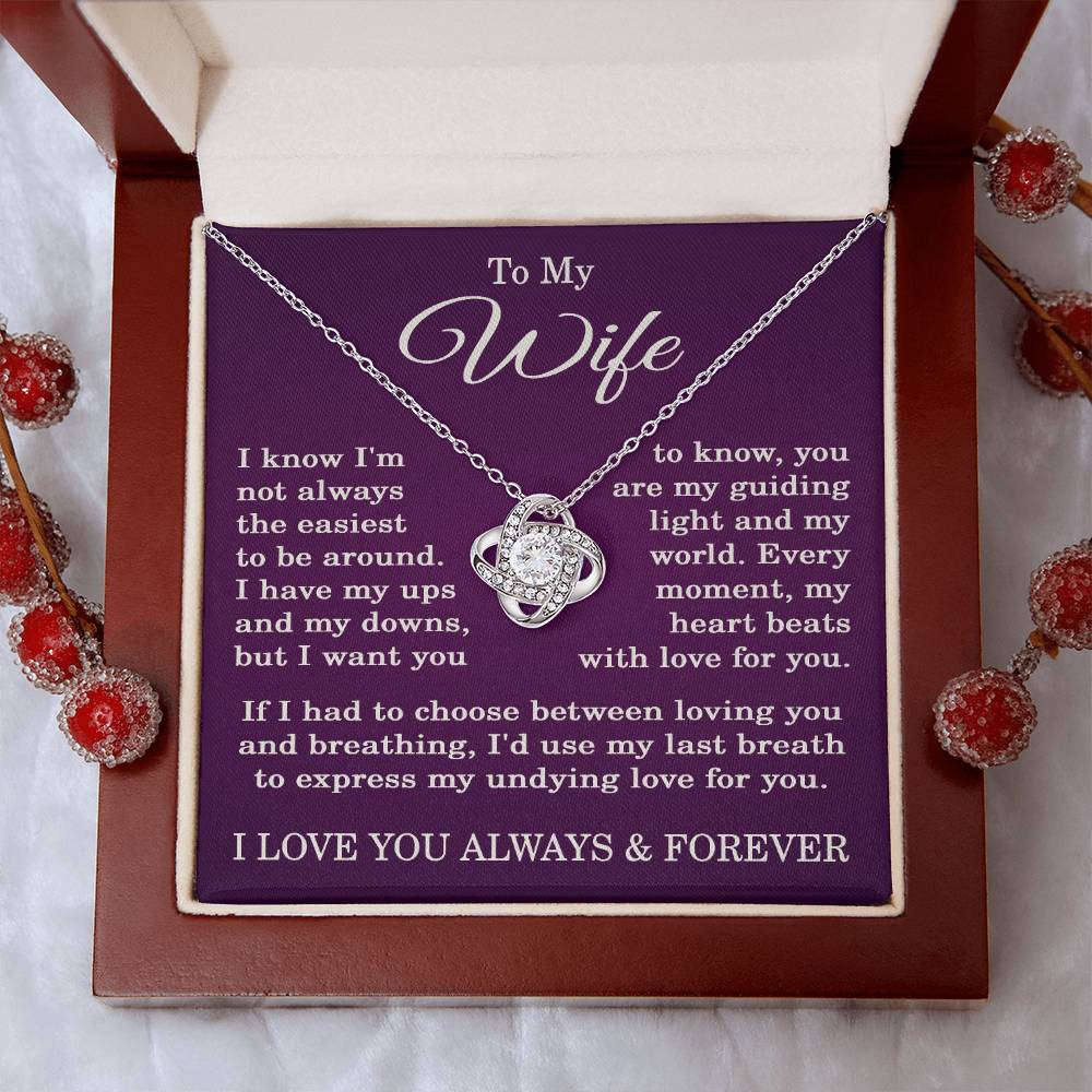 To My Wife Necklace from Husband Anniversary Gift for Wife with Purple Background