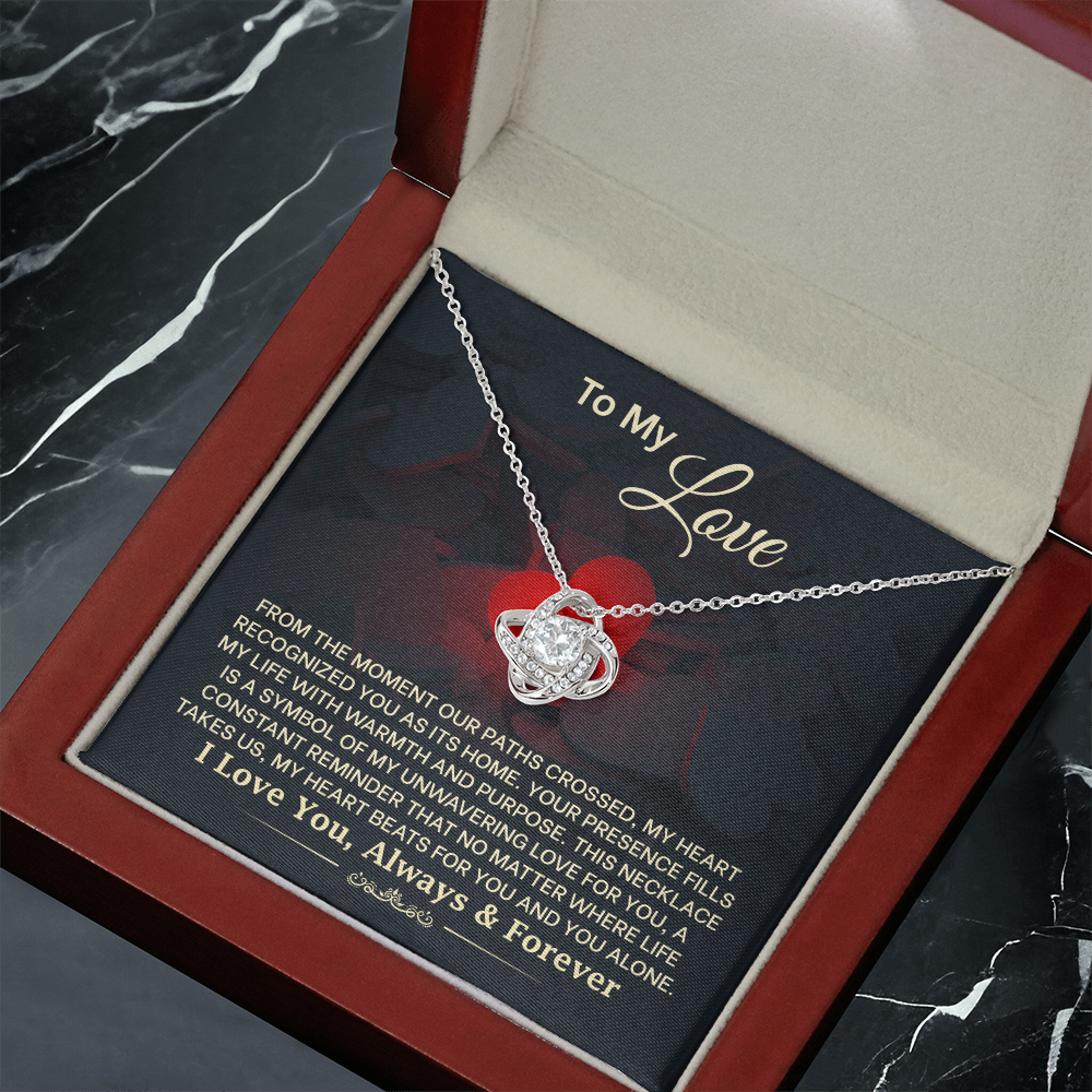To My Love Necklace for Wife – Inspirational Valentine's Day, Wedding Anniversary Gifts for Women – 14k White Gold or 18k Yellow Gold Over Stainless Steel