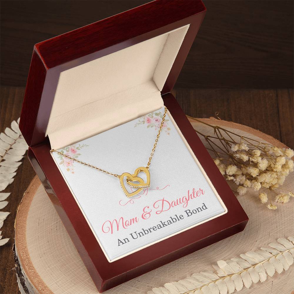 Mother’s Day Necklace from Daughter – Birthday or Christmas Gift for Mom – An Unbreakable Bond Interlocking Heart Pendant