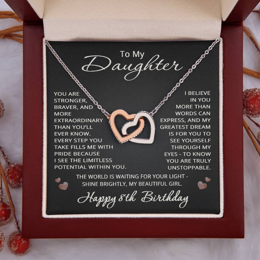 8th Birthday Gifts from Mom Dad for Daughter 8th Birthday Necklace Heart Pendant Jewelry 8 Years Old Birthday